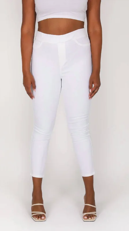 Lucy Pull-On Ankle Leggings In White