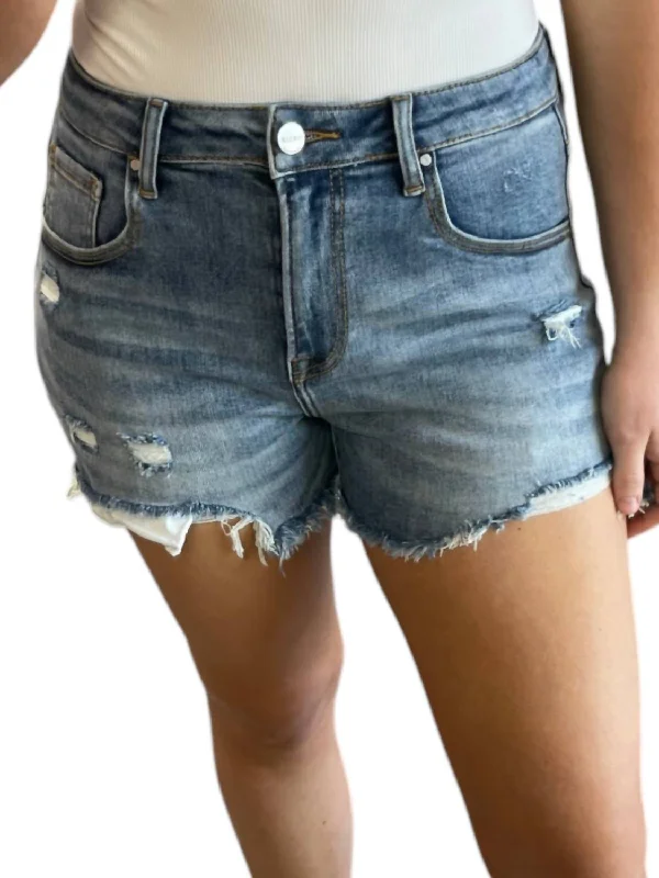 High Rise Distressed Shorts In Light Wash