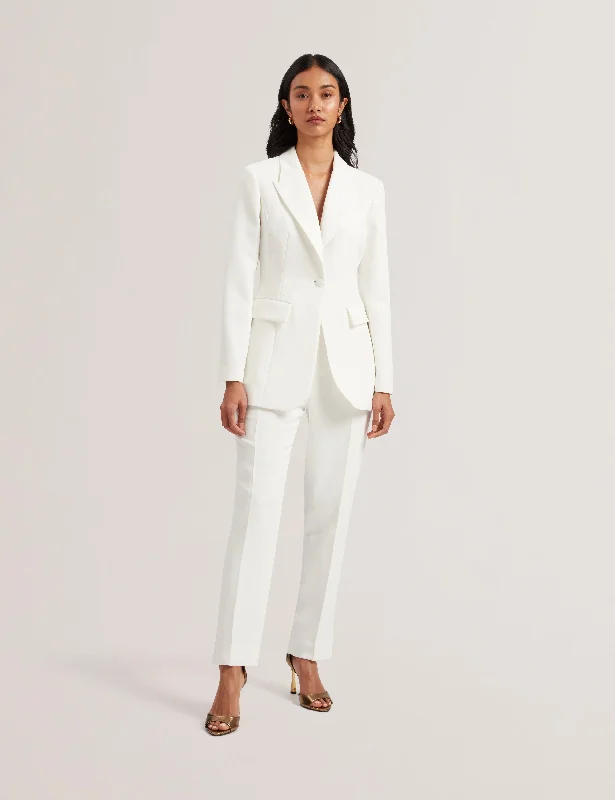 Cloa Contrast Satin Hourglass Tailored Bla White