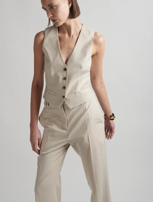 Off-white stretch wool gabardine suit vest