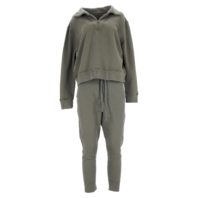 Nili Lotan Bentley Half Zip Sweatshirt and Pants in Green Cotton