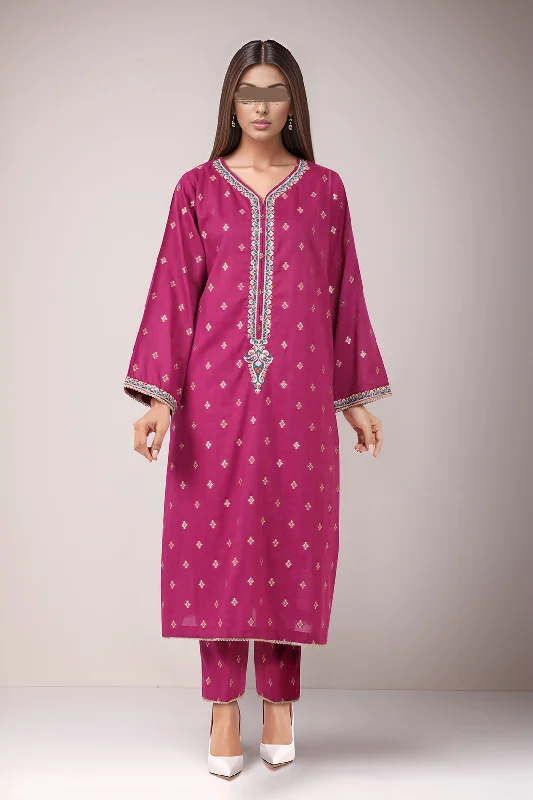 SAYA's Printed Cotton Jacquard Embroidered Stitched For Mom And Daughter