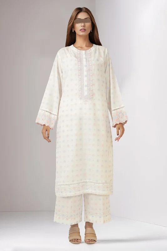 SAYA's Printed Cotton Jacquard Embroidered Stitched For Mom And Daughter