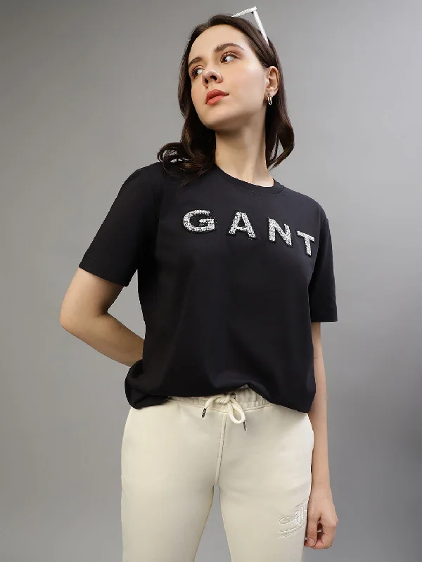 Gant Black Fashion Printed Relaxed Fit T-Shirt