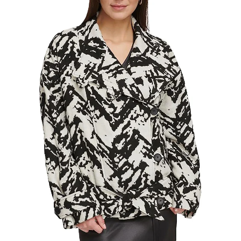 Womens Jacquard Printed Trench Coat