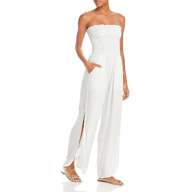 Womens Strapless Slit Jumpsuit