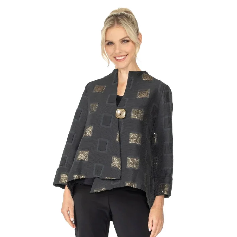 IC Collection Square Metallic Jacquard Jacket in Gold - 5077J