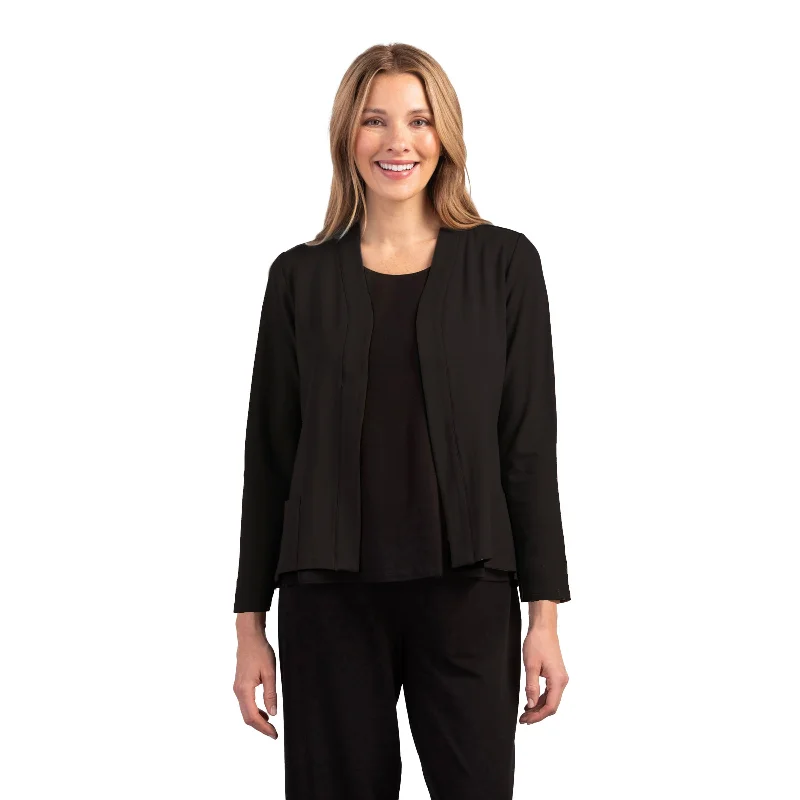 Habitat's  "Travel Core" Short Open Front Cardigan in Black - 55930-BK