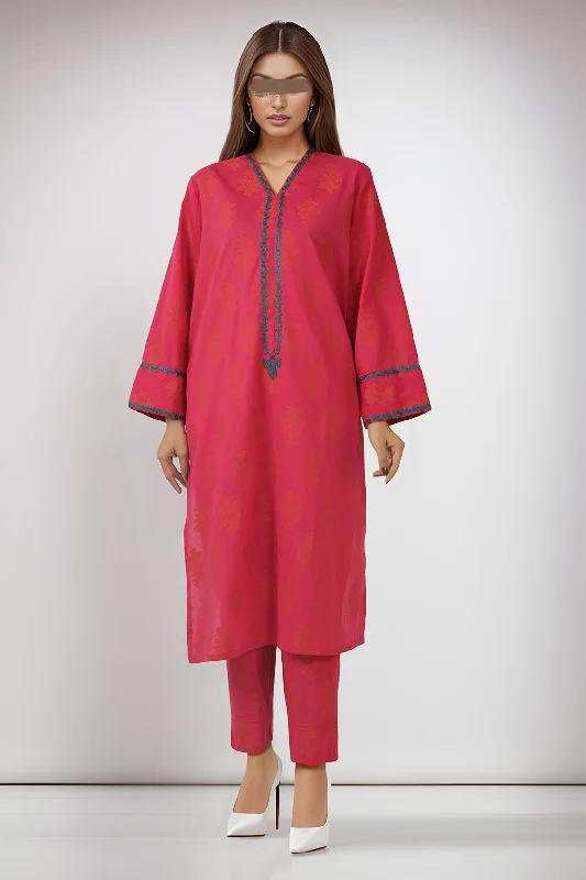 Embroidered Cotton Jacquard Stitched 2 Piece (Shirt/Trouser)