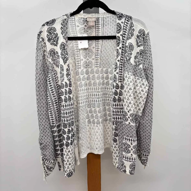 Chico's Women's Size M White Multi-Pattern Cardigan