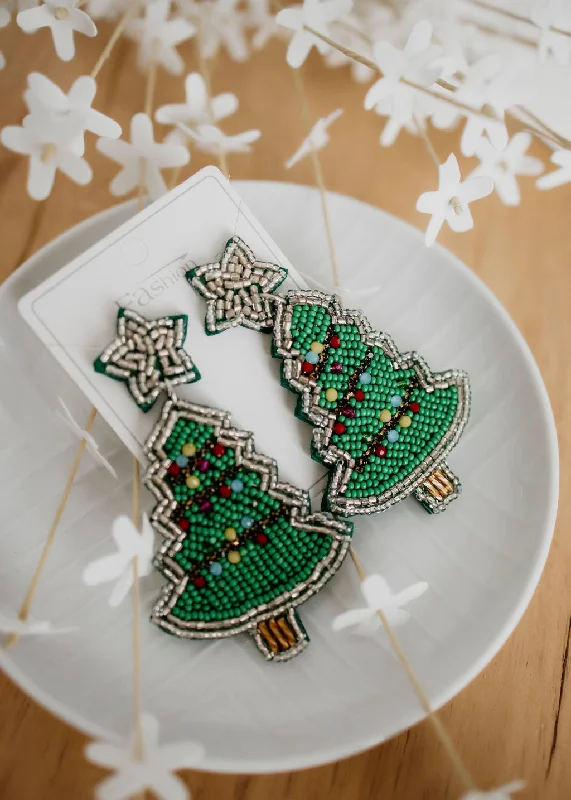 Christmas Tree Beaded Earrings