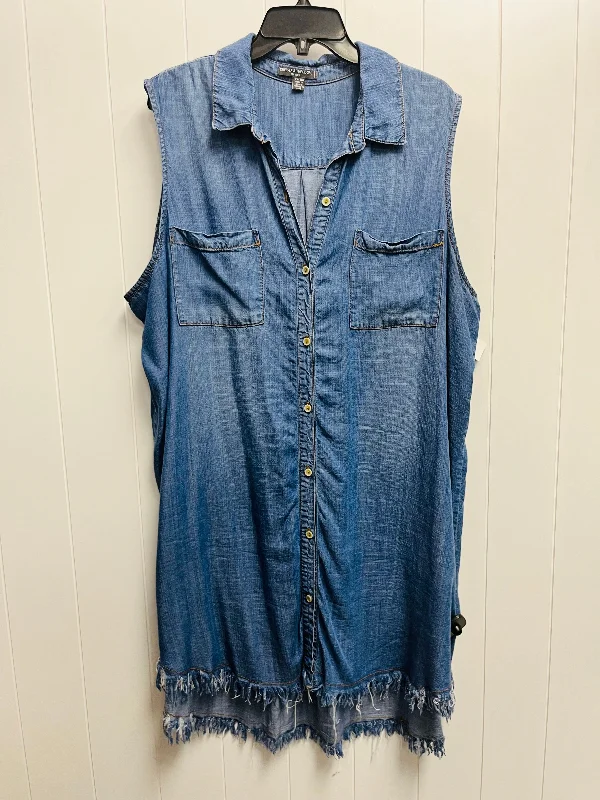 Dress Casual Short By Chelsea And Theodore In Blue Denim, Size: 2x