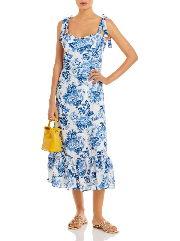 Womens Casual Ruffled Midi Dress