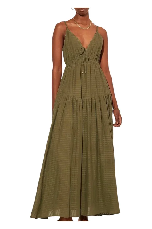 Chantelle Maxi Dress In Olive Green