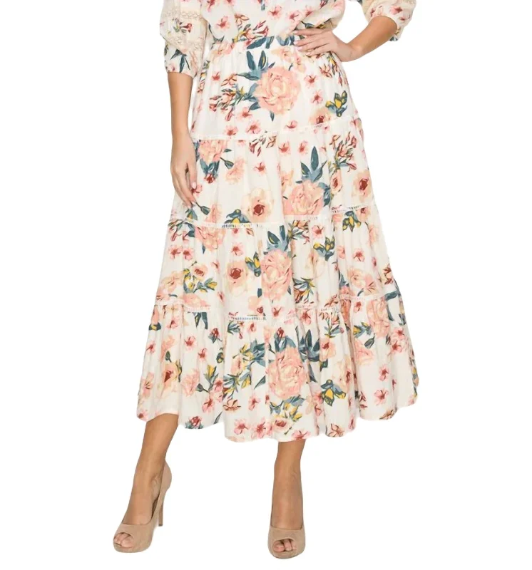 Gela Floral Skirt In Pink/beige