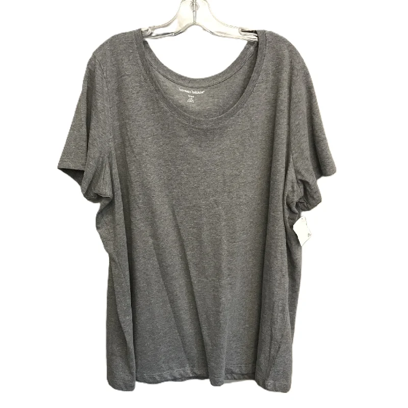 Grey Top Short Sleeve Basic By Woman Within, Size: 1x