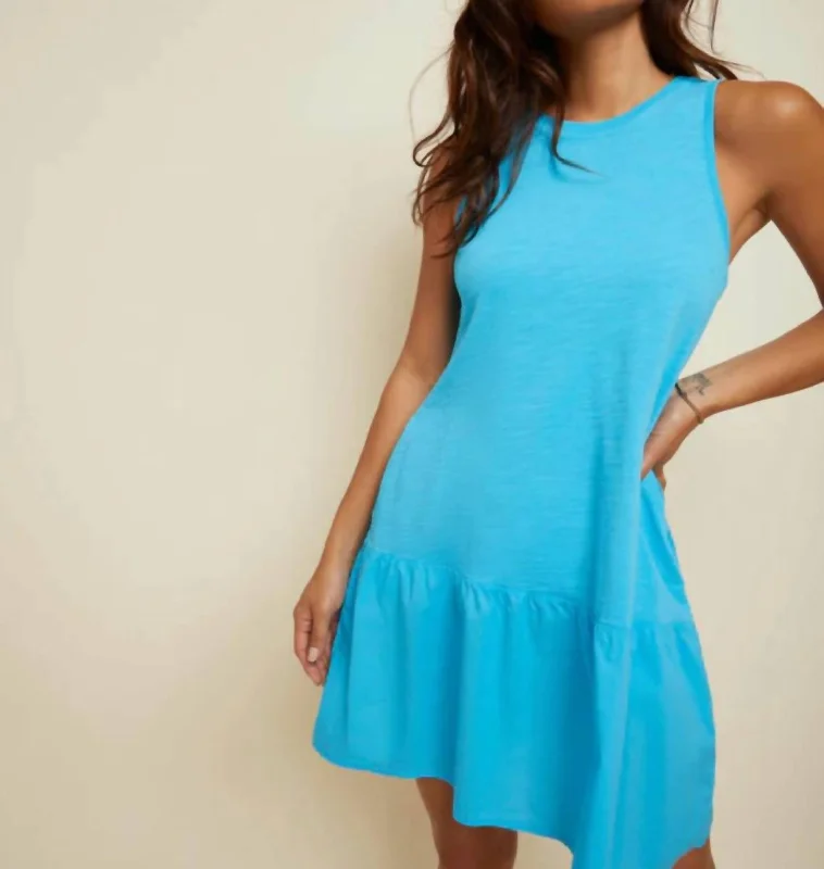 Harumi Combo Mini Dress In Blue