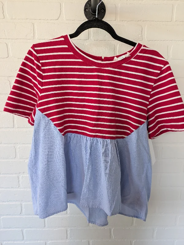 Red & White Top Short Sleeve Anthropologie, Size L