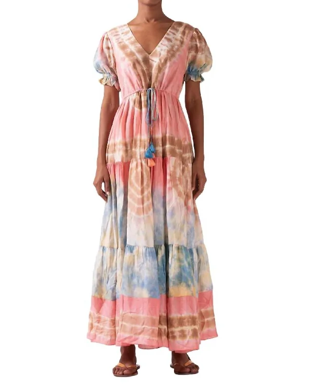 Serphina Maxi Dress In Pink/blue