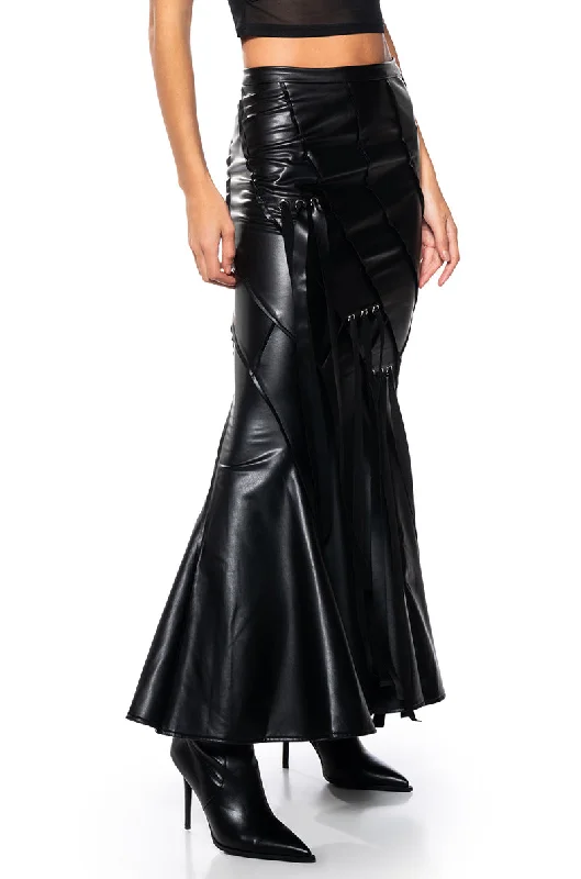 TAKE SOME TIME MERMAID FAUX LEATHER MAXI SKIRT