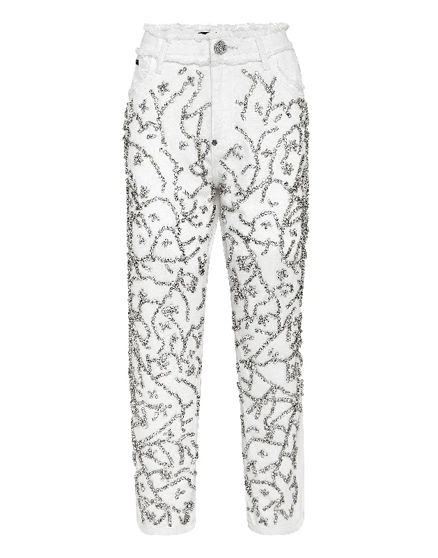 Denim Trousers Mom Fit Crystal