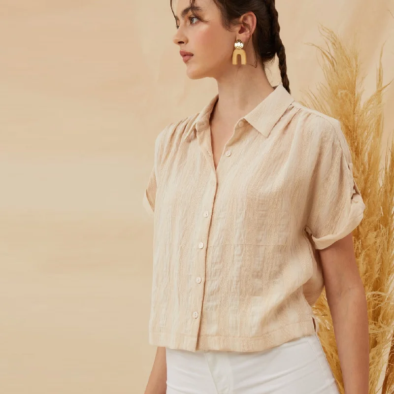 Button Up Crop Top (Cream)