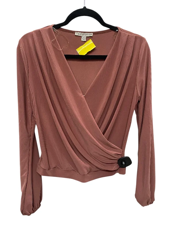 Top Long Sleeve By Haute Monde In Brown, Size: M