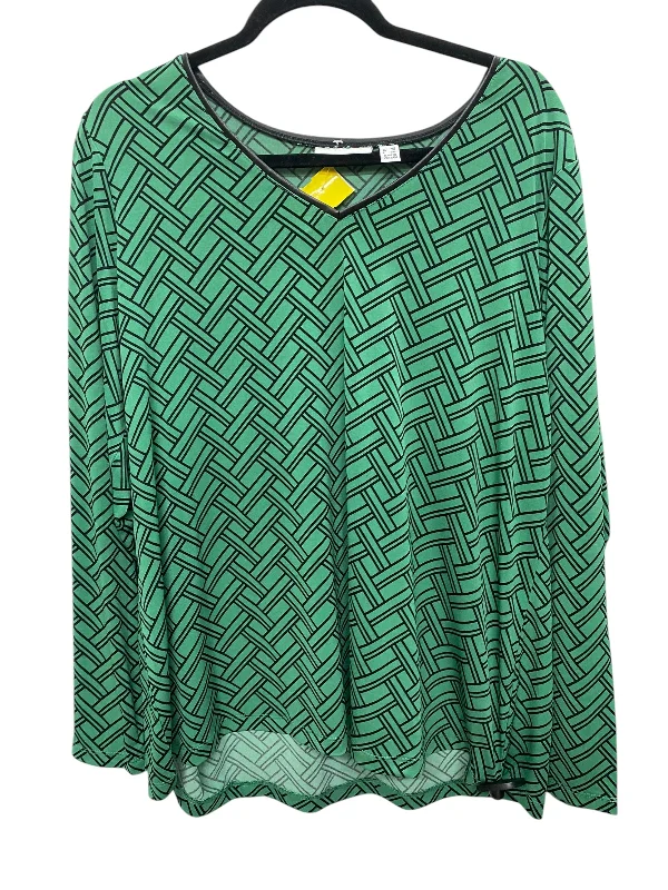 Top Long Sleeve By Susan Graver In Green, Size: 1x