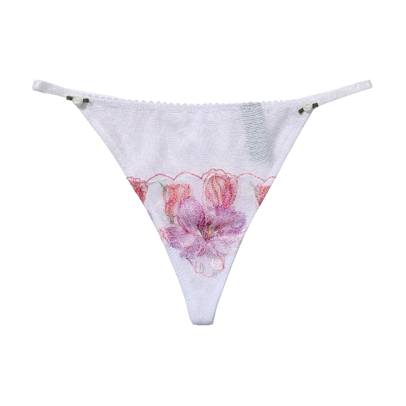 Stephanie Orchid Embroidery G-String