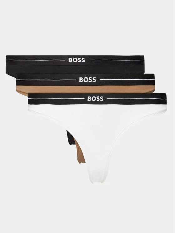 BOSS Womens Cotton Stretch Thong 3 Pack - Multicolour