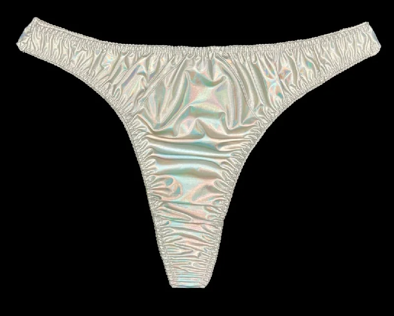 Holographic Retro Satin Thong