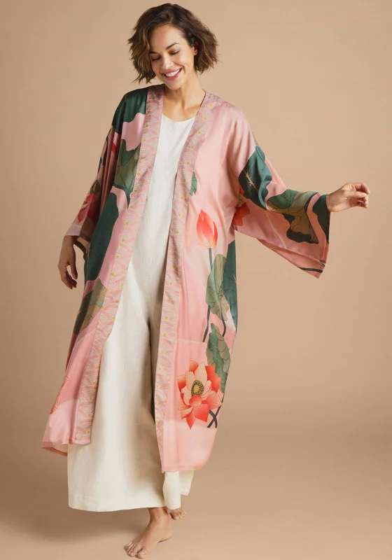 Powder Crane at Sunrise Kimono Gown, Petal