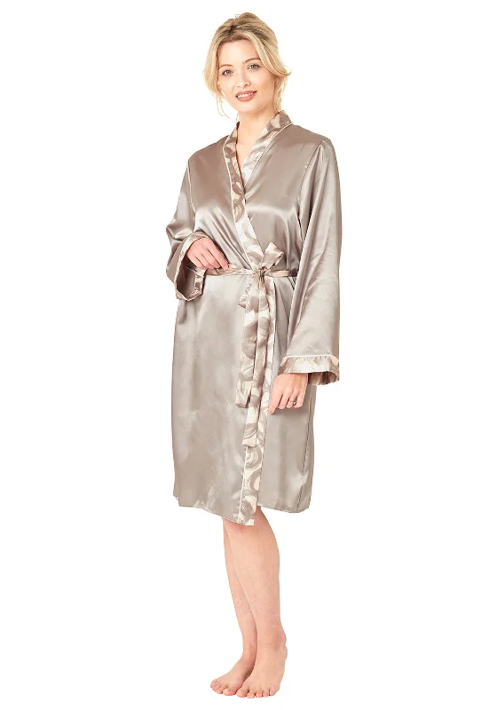 Indigo Sky Ring Print Satin Wrap Robe, Mink