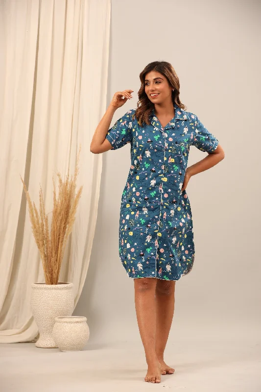 Space Print Sleepshirt for Women